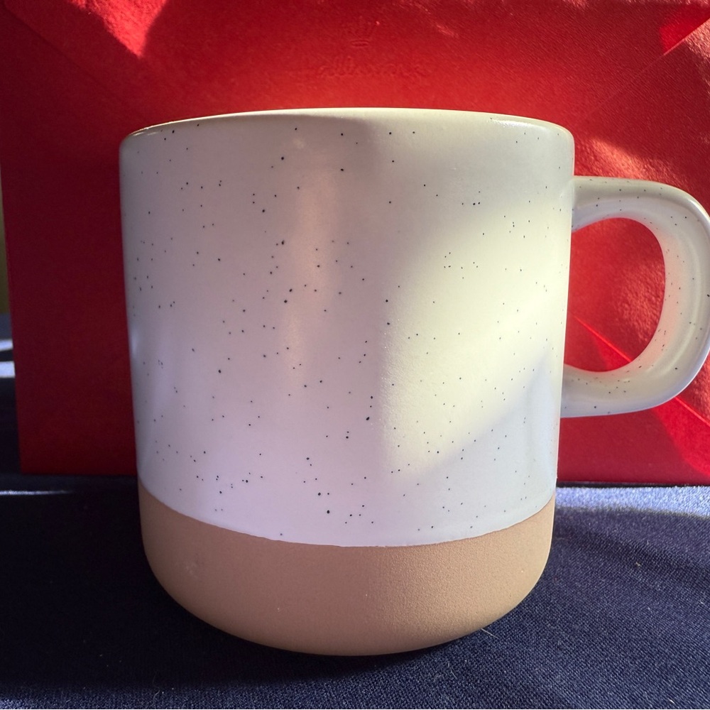Speckled white mug